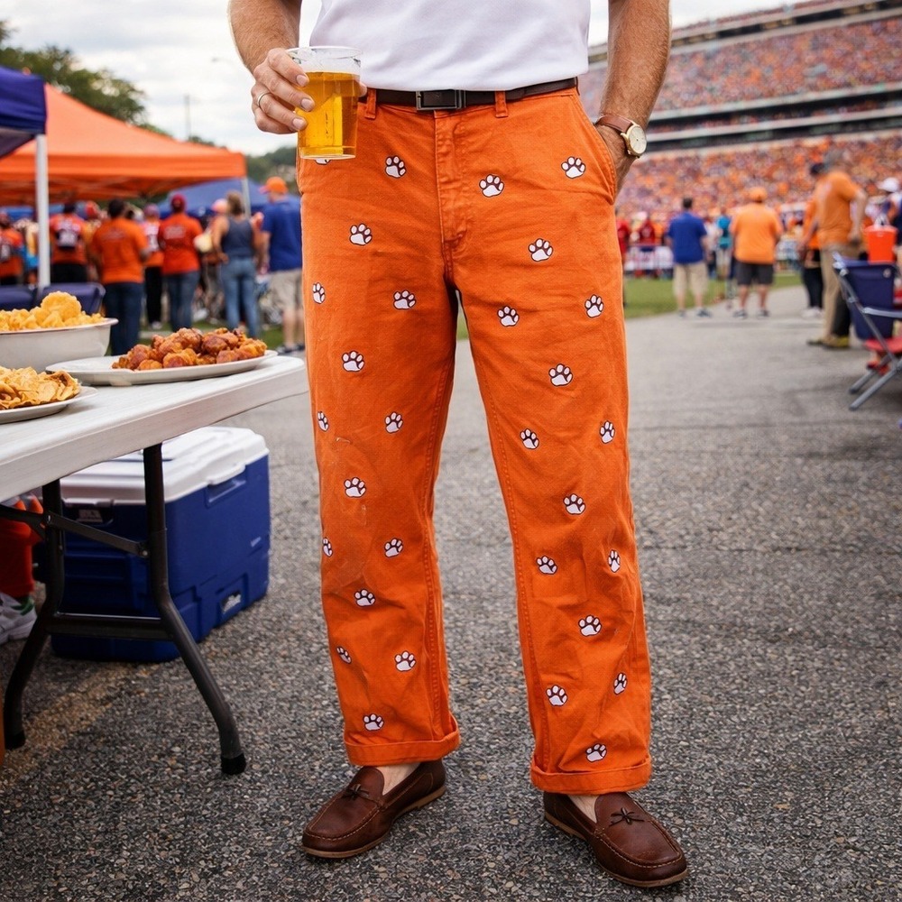 Pennington & Bailes Clemson University Stadium Pants Mens Size 34 Orange Paw